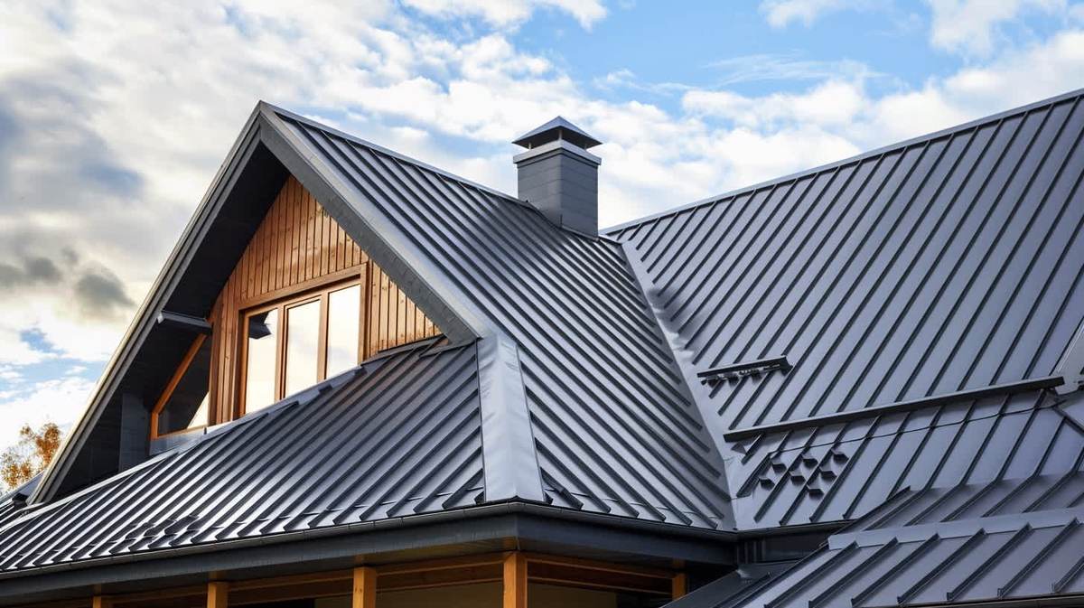 Tire EPDM Kauçuk Çatı – antrasit kenet sistem metal çatıyla kaplanmış müstakil ev